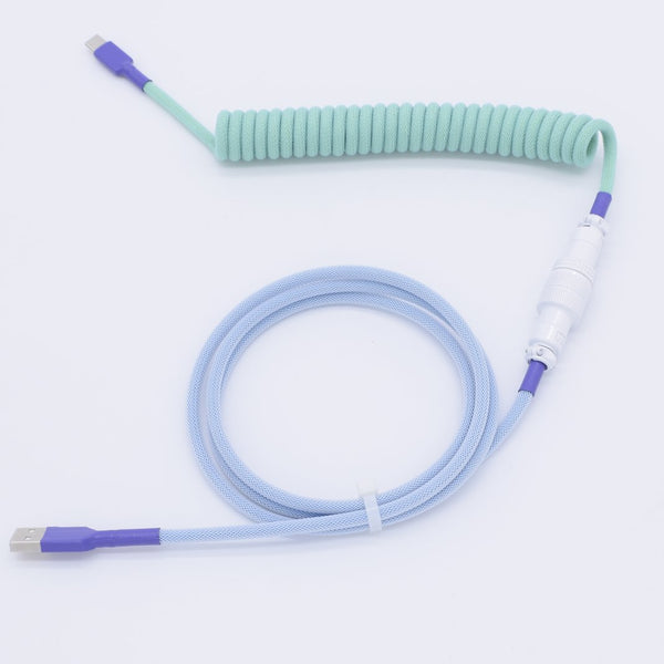 Mechcables coiled white powder coated aviator cable