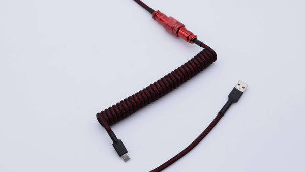 Custom Black and Red Coiled Aviator Cable