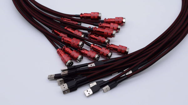 Custom Black and Red Coiled Aviator Cable