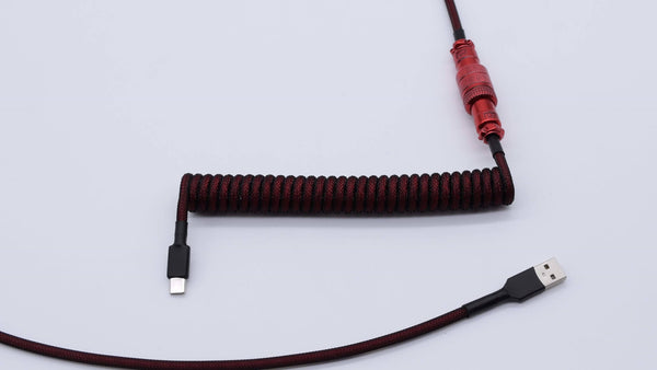Custom Black and Red Coiled Aviator Cable