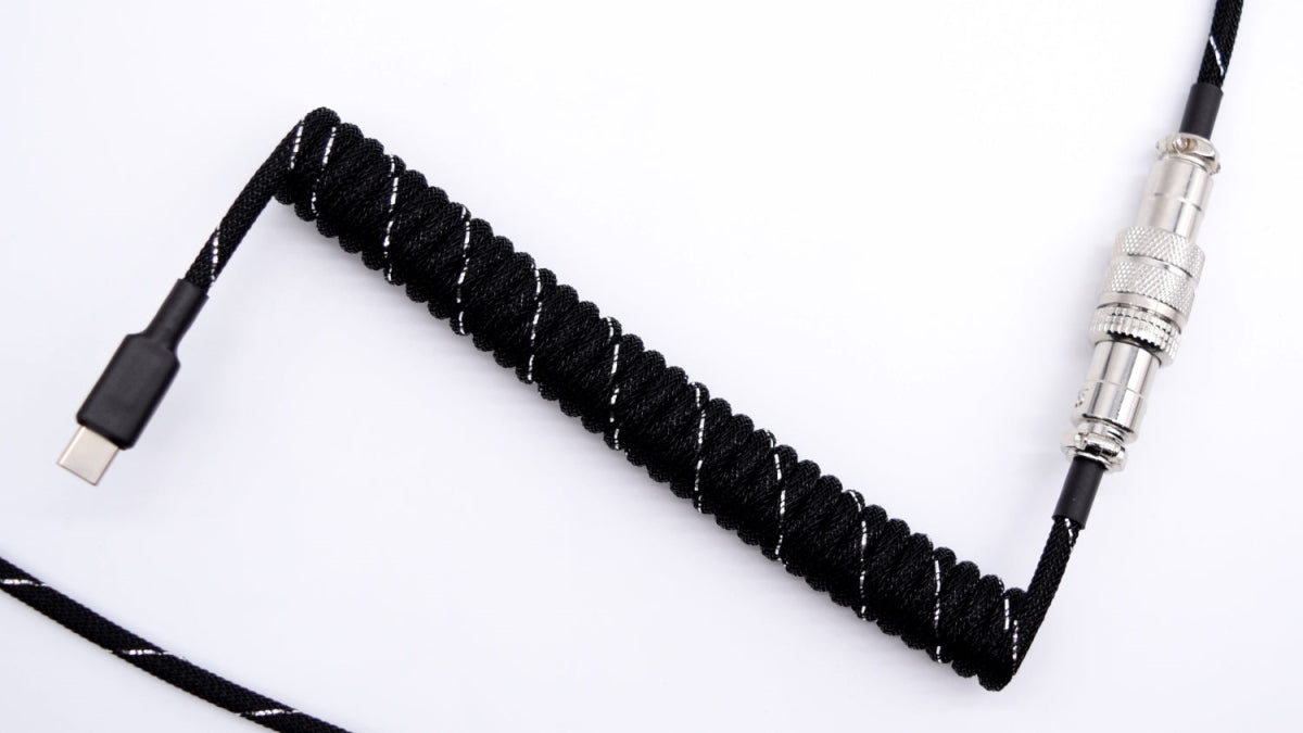 Black & Silver Spiral Coiled Aviator Cable