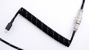 Black & Silver Spiral Coiled Aviator Cable
